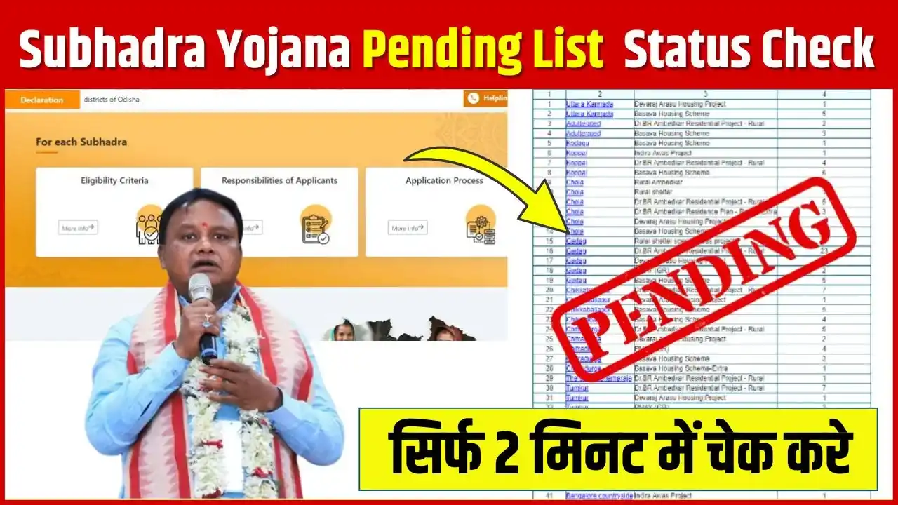 Subhadra Yojana Pending List Status Check Online